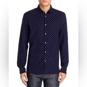 John Varvatos Blue Corduroy Star Print Button Up Shirt - XL